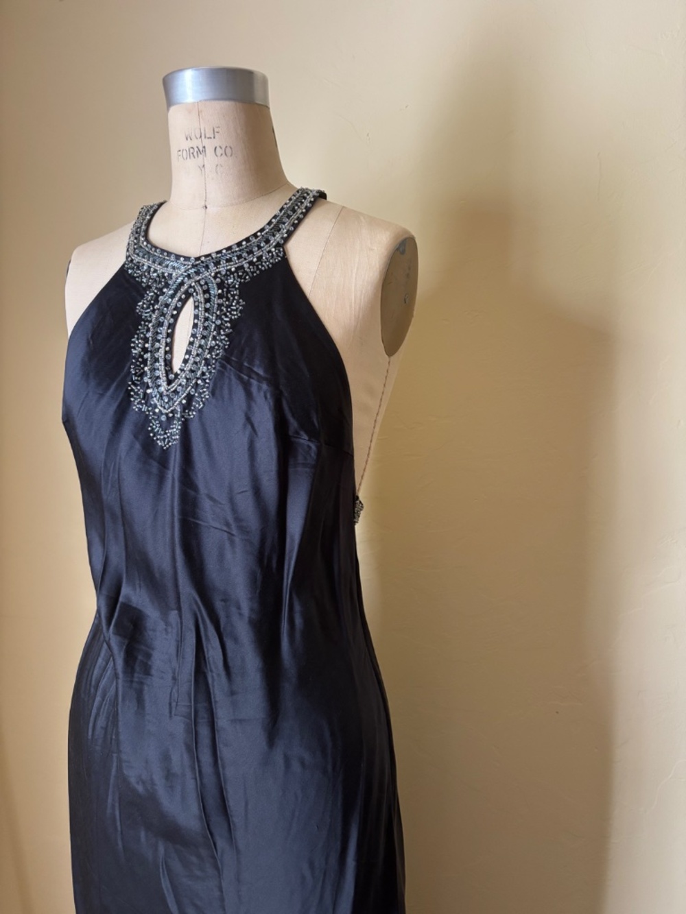Vintage Y2K VICTORIA'S SECRET 100 SILK Low Back Halter SLIP DRESS Embroidered SM - Picture 6 of 11